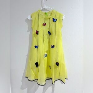 Neon Green Dress with Embroided Butterfly Size S